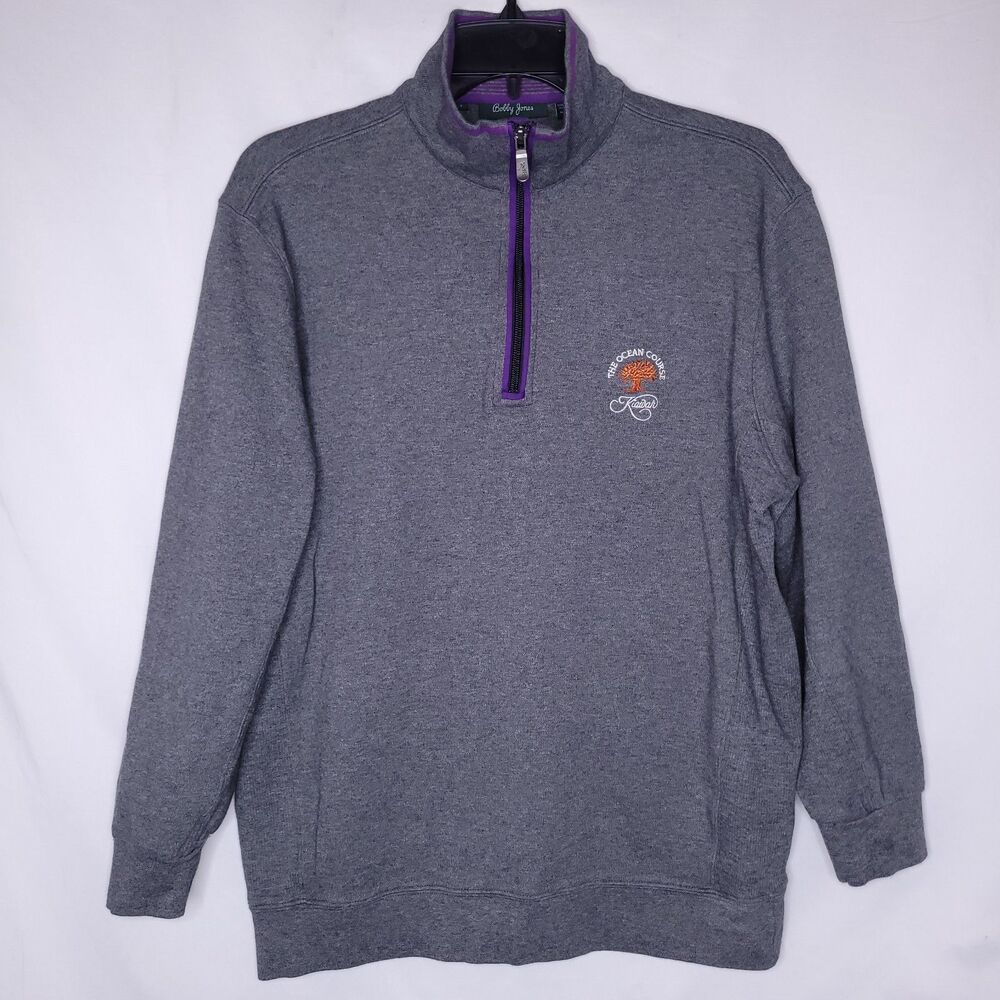 Bobby Jones 1/4 Zip Pullover Sweater Mens Small Gray Peruvian Pima Cotton Kiawah